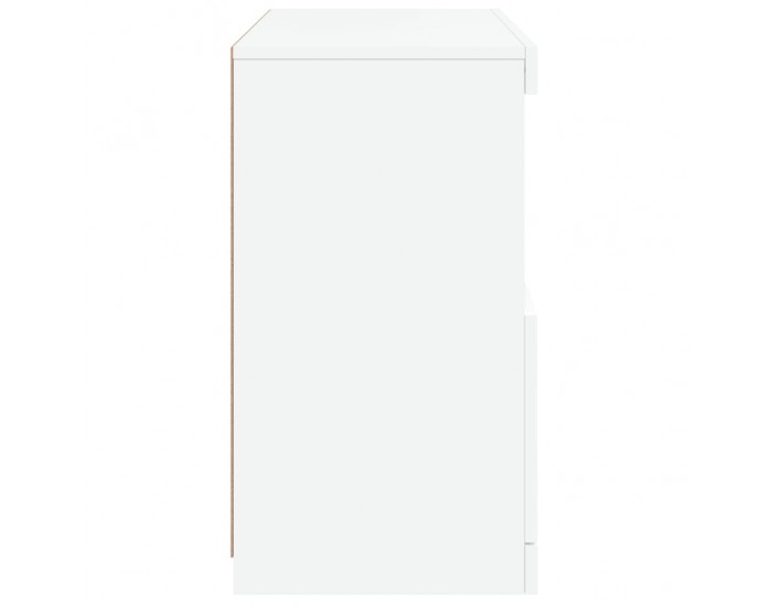 Sonata H Сайдборд с LED светлини, бял, 60x37x67 см