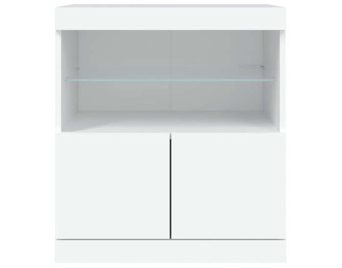 Sonata H Сайдборд с LED светлини, бял, 60x37x67 см
