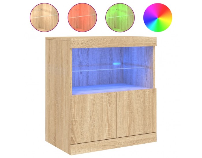 Sonata H Сайдборд с LED светлини, сонома дъб, 60x37x67 см