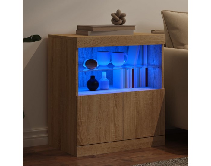 Sonata H Сайдборд с LED светлини, сонома дъб, 60x37x67 см