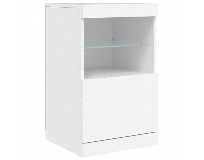 Sonata H Сайдборд с LED светлини, бял, 41x37x67 см