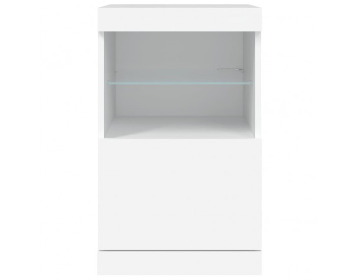 Sonata H Сайдборд с LED светлини, бял, 41x37x67 см