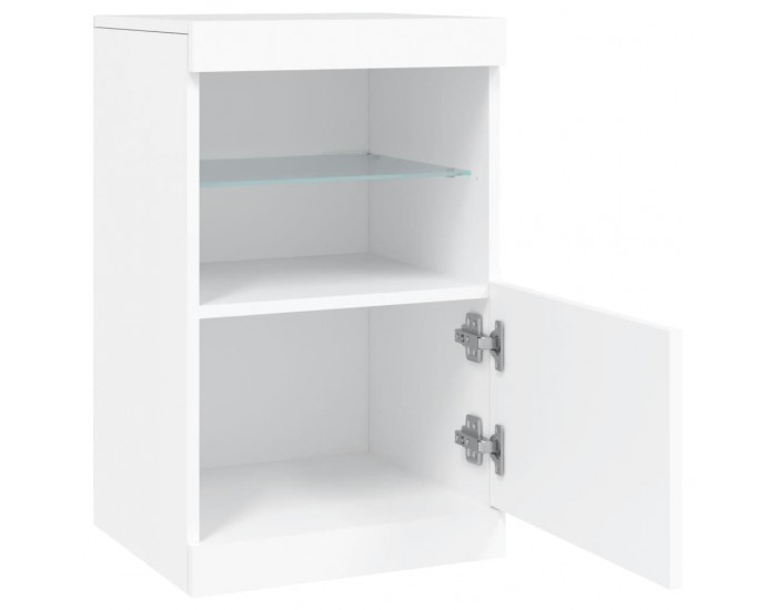 Sonata H Сайдборд с LED светлини, бял, 41x37x67 см
