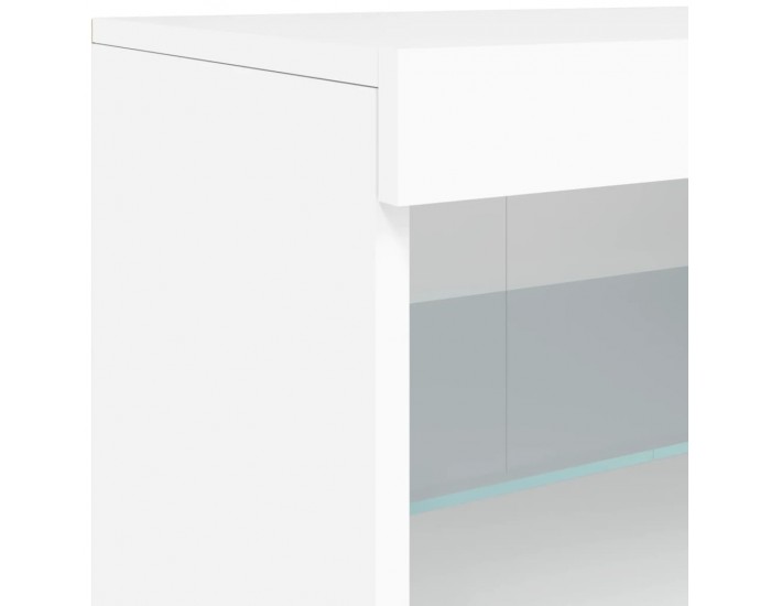 Sonata H Сайдборд с LED светлини, бял, 41x37x67 см