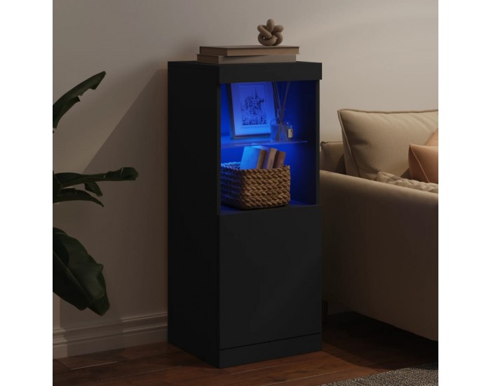 Sonata H Сайдборд с LED светлини, черен, 41x37x100 см