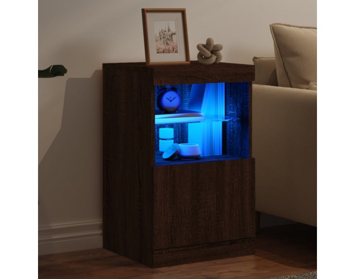 Sonata H Сайдборд с LED светлини, кафяв дъб, 41x37x67 см