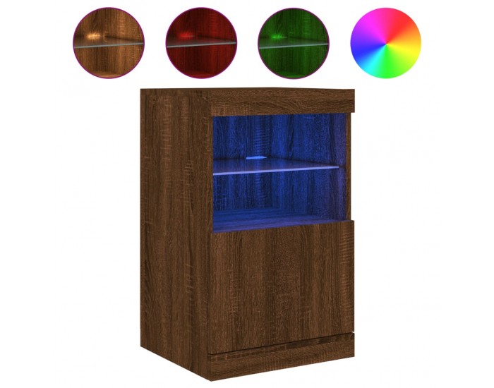 Sonata H Сайдборд с LED светлини, кафяв дъб, 41x37x67 см