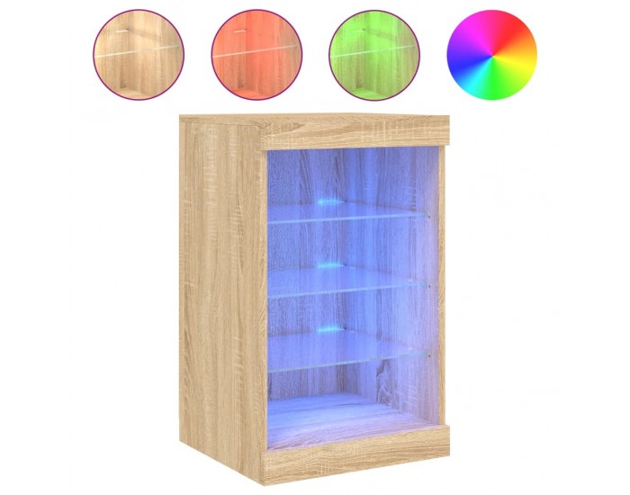 Sonata H Сайдборд с LED светлини, сонома дъб, 41x37x67 см