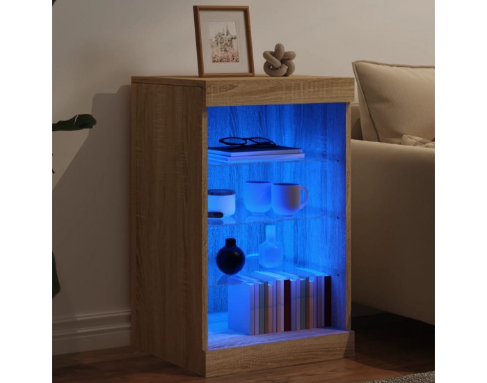 Sonata H Сайдборд с LED светлини, сонома дъб, 41x37x67 см