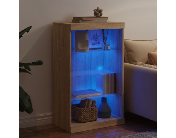 Sonata H Сайдборд с LED светлини, сонома дъб, 60,5x37x100 см