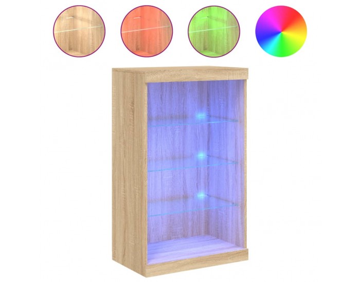 Sonata H Сайдборд с LED светлини, сонома дъб, 60,5x37x100 см
