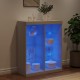 Sonata H Сайдборд с LED светлини, бял, 81x37x100 см
