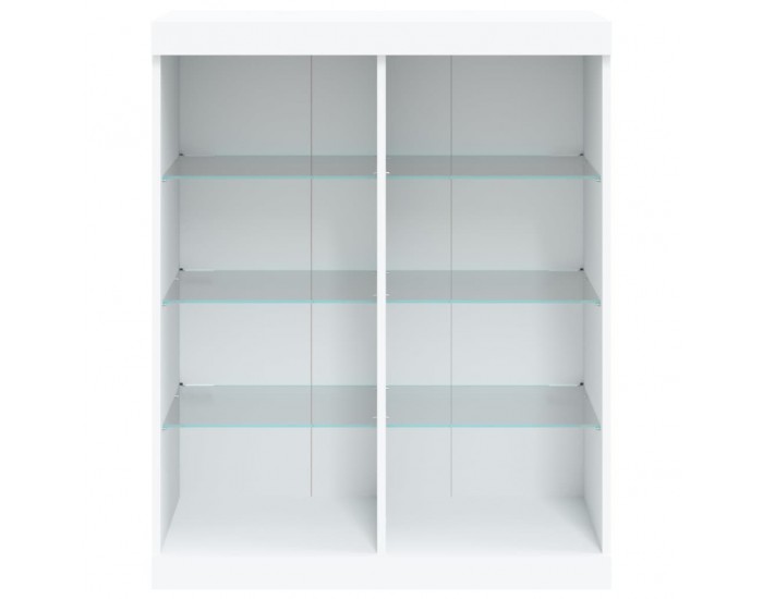 Sonata H Сайдборд с LED светлини, бял, 81x37x100 см