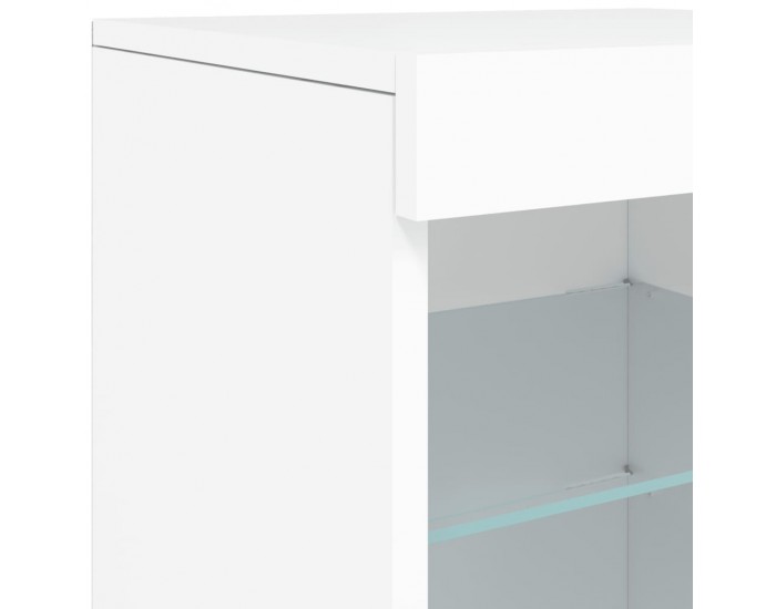 Sonata H Сайдборд с LED светлини, бял, 41x37x67 см