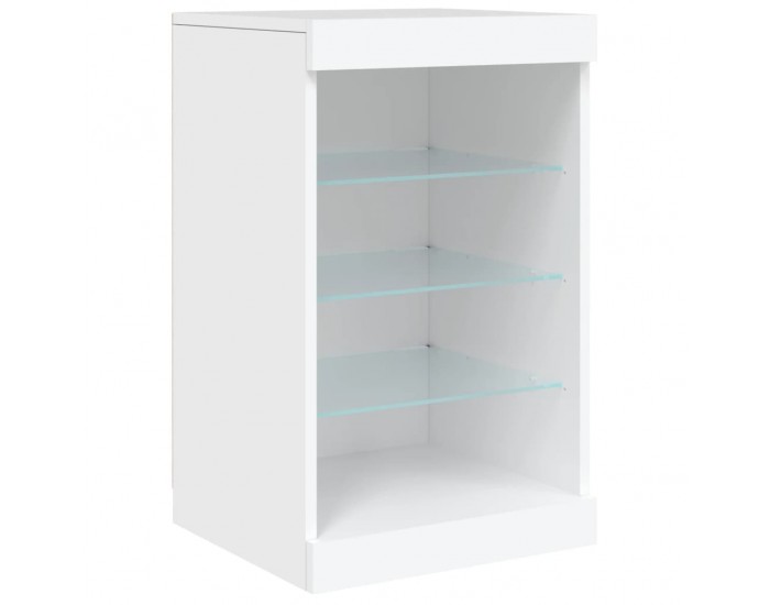 Sonata H Сайдборд с LED светлини, бял, 41x37x67 см