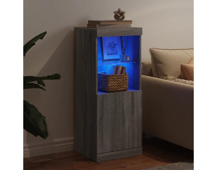 Sonata H Сайдборд с LED светлини, сив сонома, 41x37x100 см