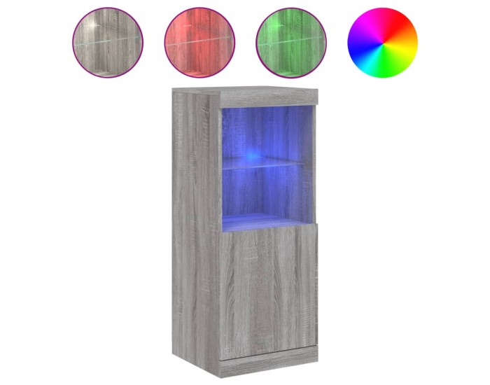 Sonata H Сайдборд с LED светлини, сив сонома, 41x37x100 см