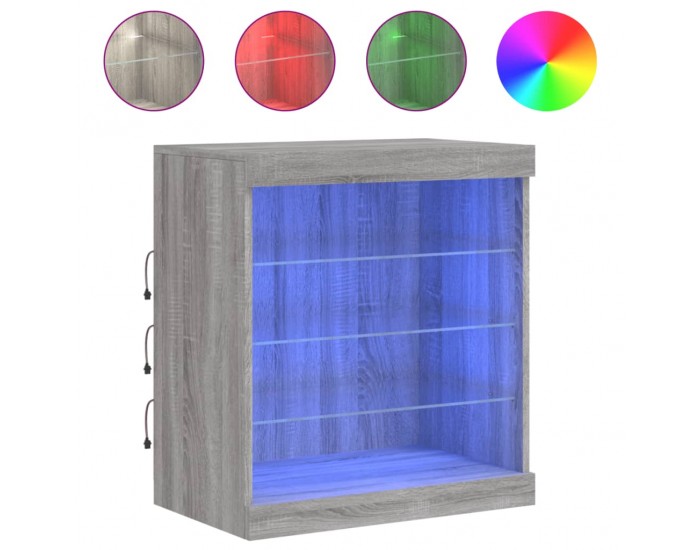Sonata H Сайдборд с LED светлини, сив сонома, 60,5x37x67 см