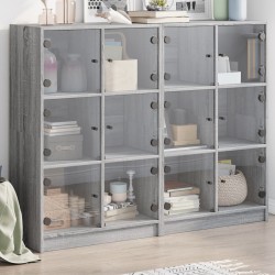 Sonata H Библиотека с врати сив сонома 136x37x109 см инженерно дърво - Living