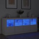 Sonata H Сайдборд с LED светлини, бял, 163x37x67 см
