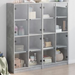 Sonata H Библиотека с врати бетонно сива 136x37x142 см инженерно дърво - Living