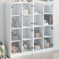 Sonata H Библиотека с врати бяла 136x37x142 см инженерно дърво - Living