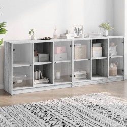 Sonata H Библиотека с врати сив сонома 204x37x75 см инженерно дърво - Living