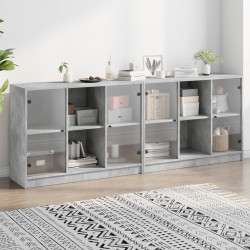 Sonata H Библиотека с врати бетонно сива 204x37x75 см инженерно дърво - Living