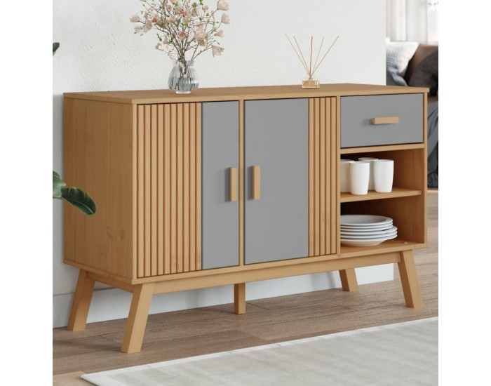 Sonata H Сайдборд OLDEN, сиво и кафяво, 114x43x73,5 см, бор масив
