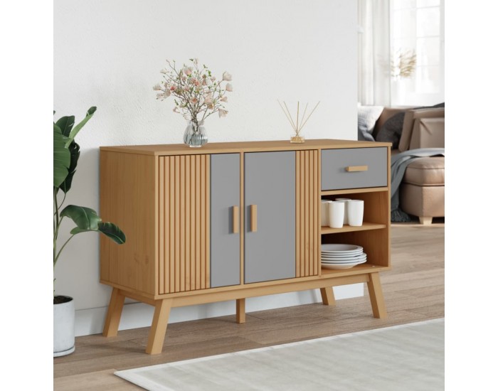 Sonata H Сайдборд OLDEN, сиво и кафяво, 114x43x73,5 см, бор масив