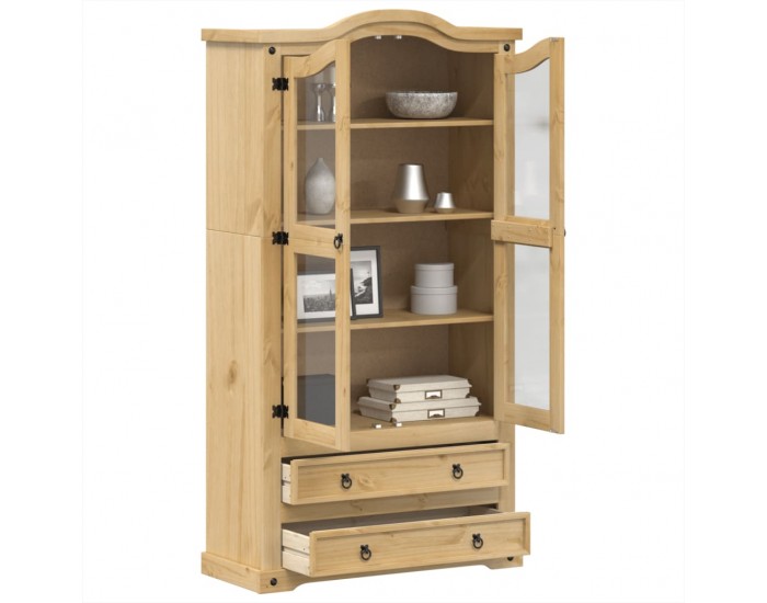 Sonata H Стъклен шкаф витрина Corona 99x43x187 см бор масив