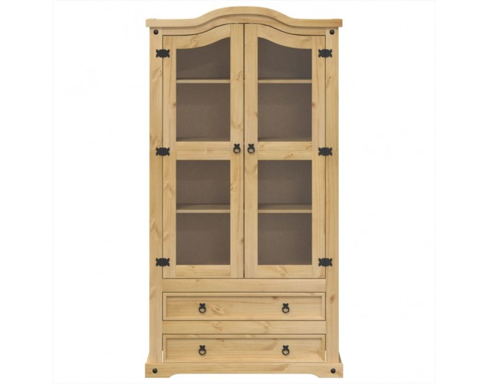 Sonata H Стъклен шкаф витрина Corona 99x43x187 см бор масив