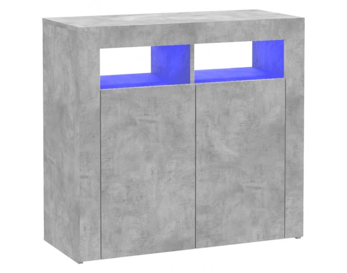Sonata H Сайдборд с LED светлини, бетонно сив, 80x35x75 см