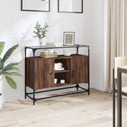 Sonata H Бюфет със стъклен плот, кафяв дъб, 98x35x81 см, инженерно дърво - Living