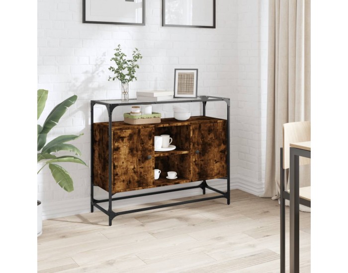 Sonata H Бюфет със стъклен плот, опушен дъб, 98x35x81см, инженерно дърво