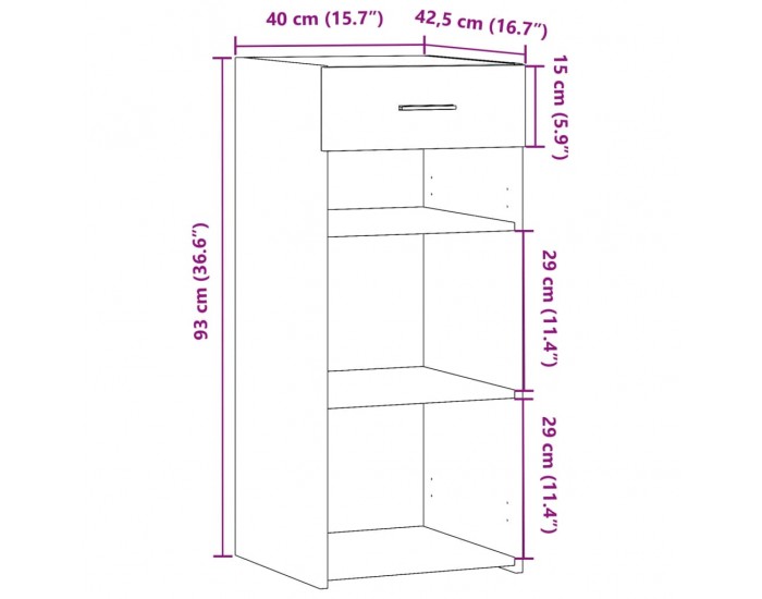 Sonata H Бюфет, бетонно сив, 40x42,5x93 см, инженерно дърво