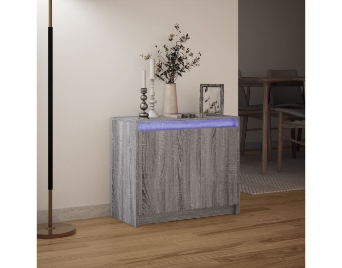 Sonata H Сайдборд с LED, сив сонома, 72x34x61 см, инженерно дърво