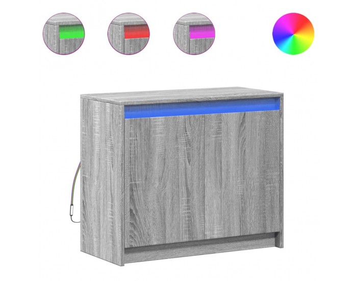 Sonata H Сайдборд с LED, сив сонома, 72x34x61 см, инженерно дърво