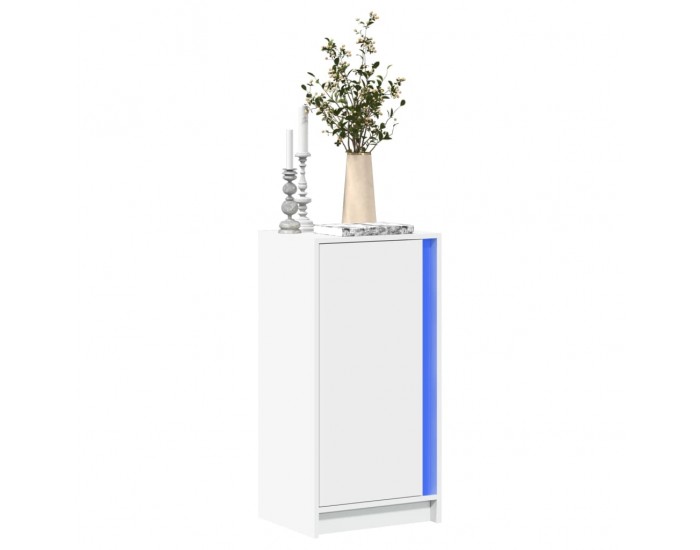 Sonata H Сайдборд с LED, бял, 42,5x34x85 см, инженерно дърво
