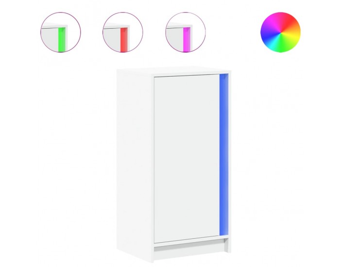 Sonata H Сайдборд с LED, бял, 42,5x34x85 см, инженерно дърво