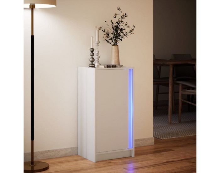 Sonata H Сайдборд с LED, бял, 42,5x34x85 см, инженерно дърво