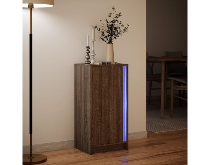 Sonata H Сайдборд с LED, кафяв дъб, 42,5x34x85 см, инженерно дърво