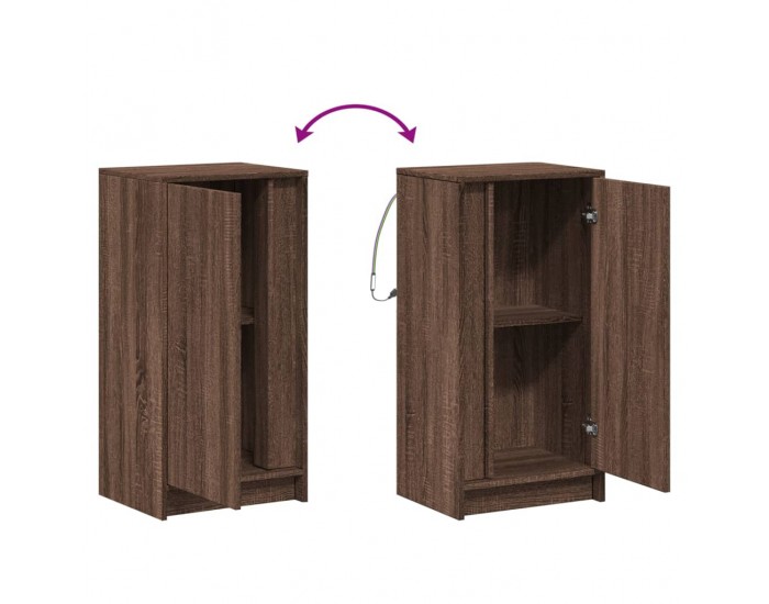 Sonata H Сайдборд с LED, кафяв дъб, 42,5x34x85 см, инженерно дърво