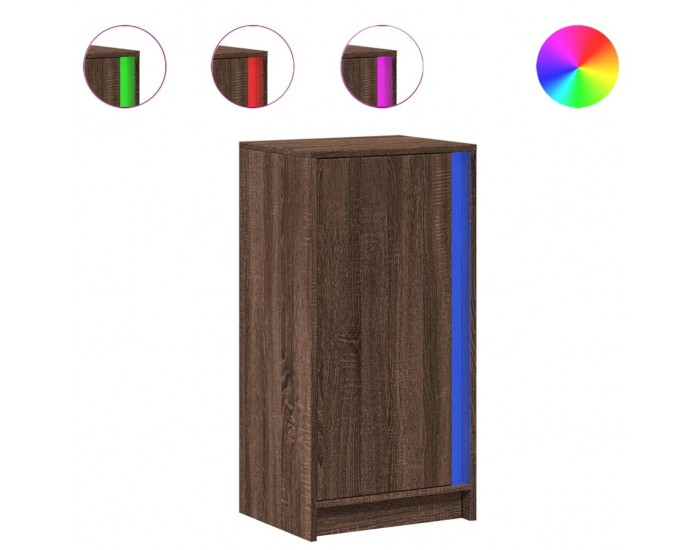 Sonata H Сайдборд с LED, кафяв дъб, 42,5x34x85 см, инженерно дърво