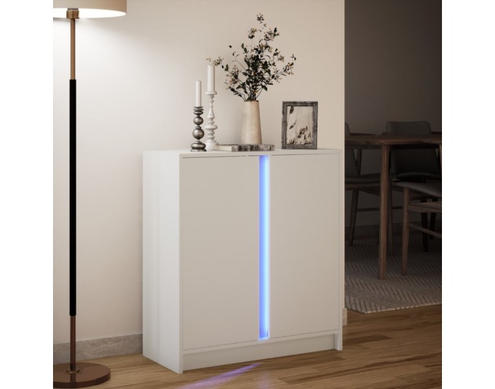 Sonata H Сайдборд с LED, бял, 77x34x85 см, инженерно дърво