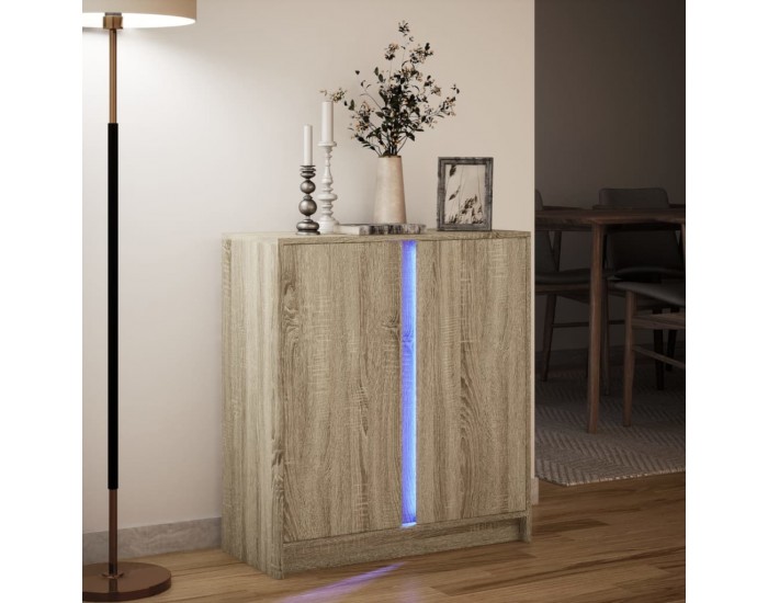 Sonata H Сайдборд с LED, дъб сонома, 77x34x85 см, инженерно дърво