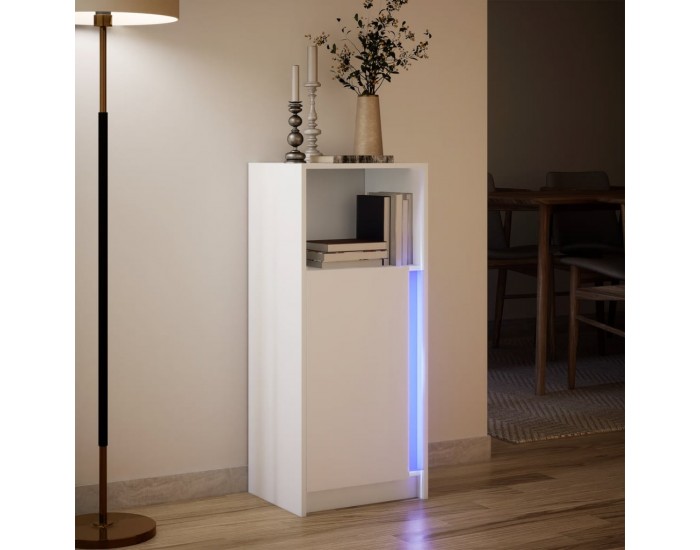 Sonata H Сайдборд с LED, бял, 42,5x34x100 см, инженерно дърво
