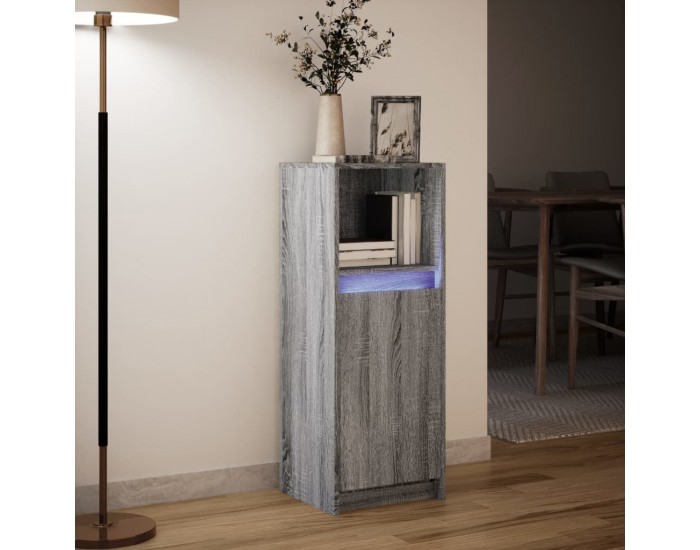 Sonata H Сайдборд с LED, сив сонома, 38x34x100 см, инженерно дърво