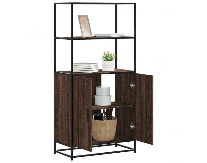 Sonata H Висока етажерка Кафяв дъб 68x35x139 cm Обработено дърво и метал