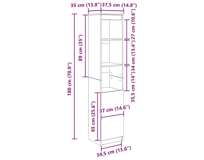 Sonata H Висока дъска опушен дъб 37,5x35x180 см инженерно дърво